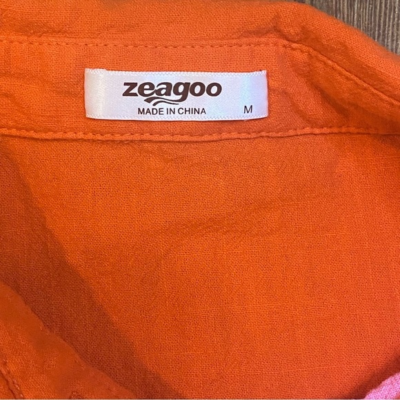 Zeagoo color block Orange and Pink Women’s Linen Shor Set (Size M) - Picture 4 of 5